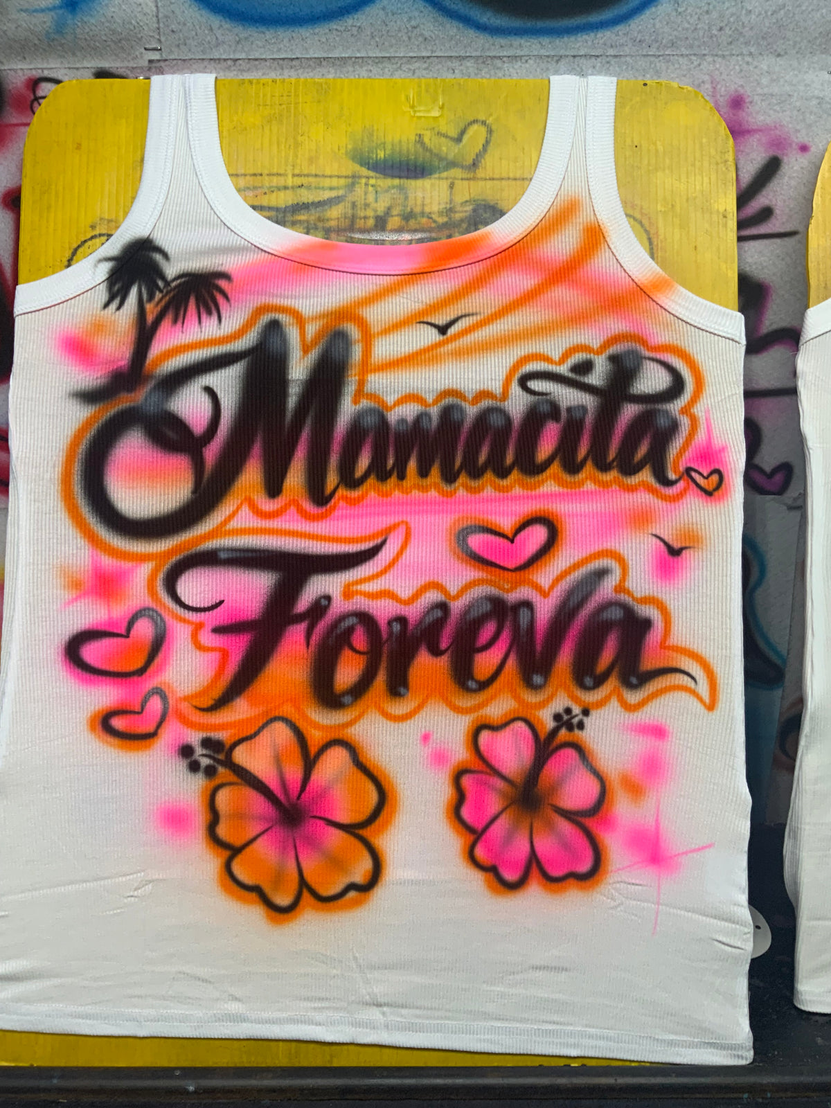 Mamaria Forever hibiscus airbrush tank top